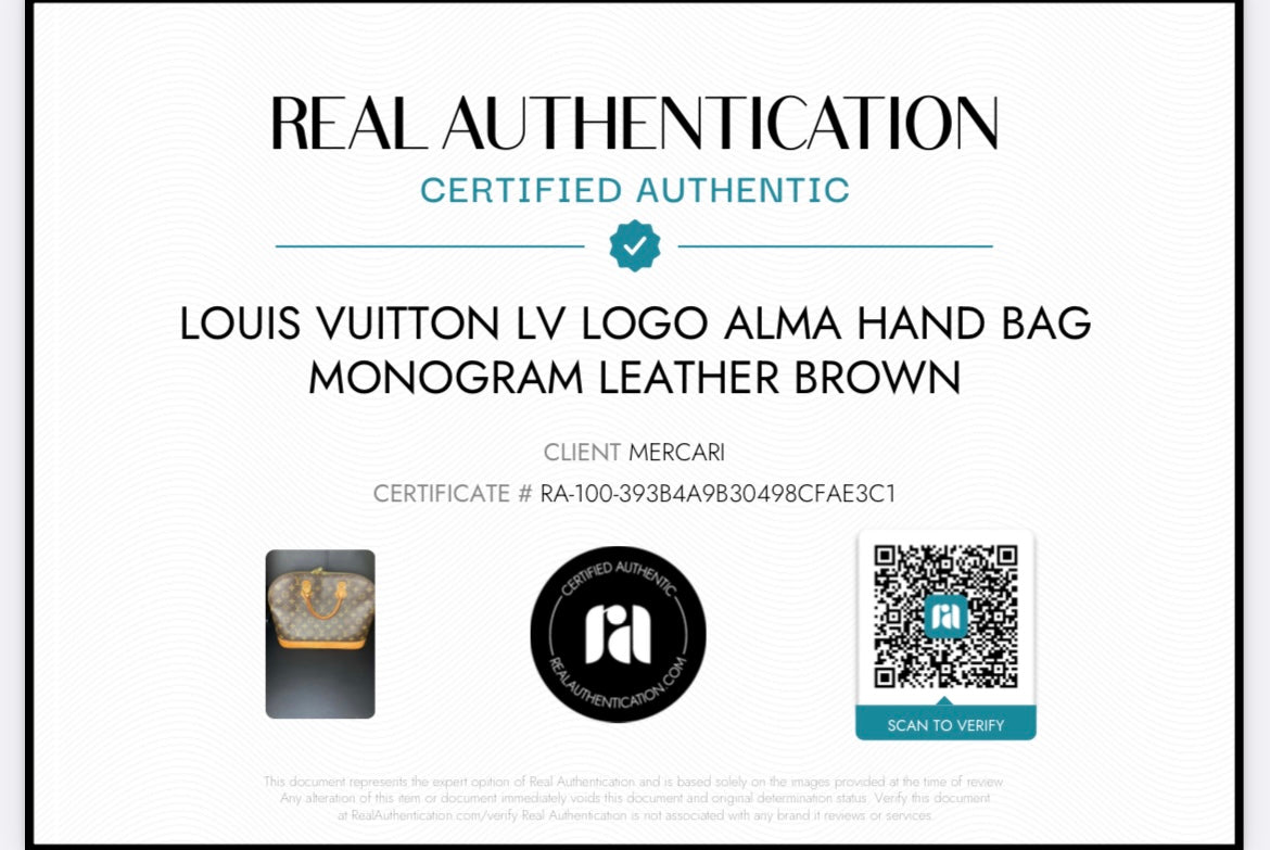 LOUIS VUITTON LV Logo Alma Hand
Bag Monogram Leather Brown