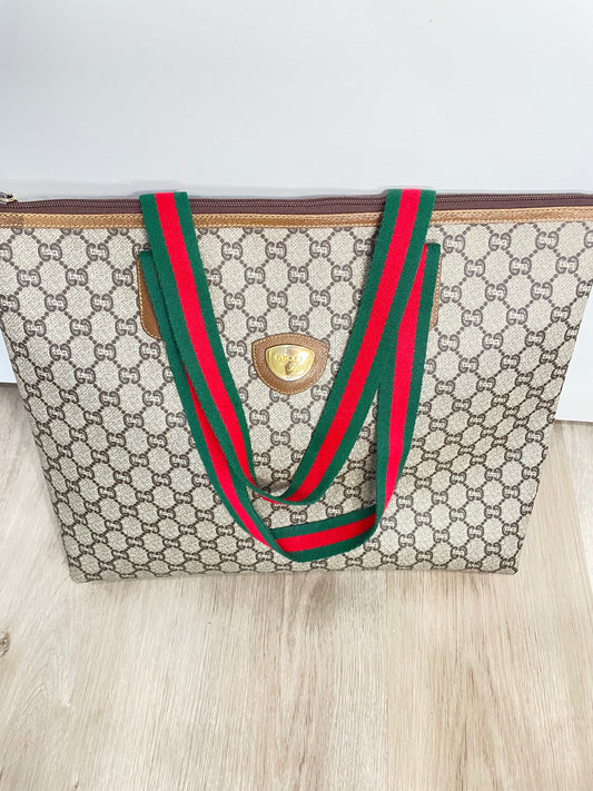 GUCCI Plus Tote Bag Leather Beige Brown Sherry Line Vintage Old
90271262